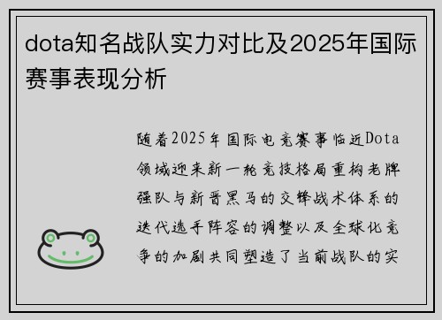 dota知名战队实力对比及2025年国际赛事表现分析